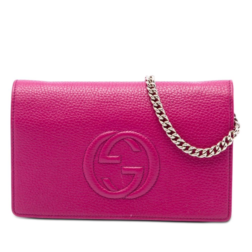 Pre-Loved Gucci Pebbled Calfskin Soho Wallet On Chain